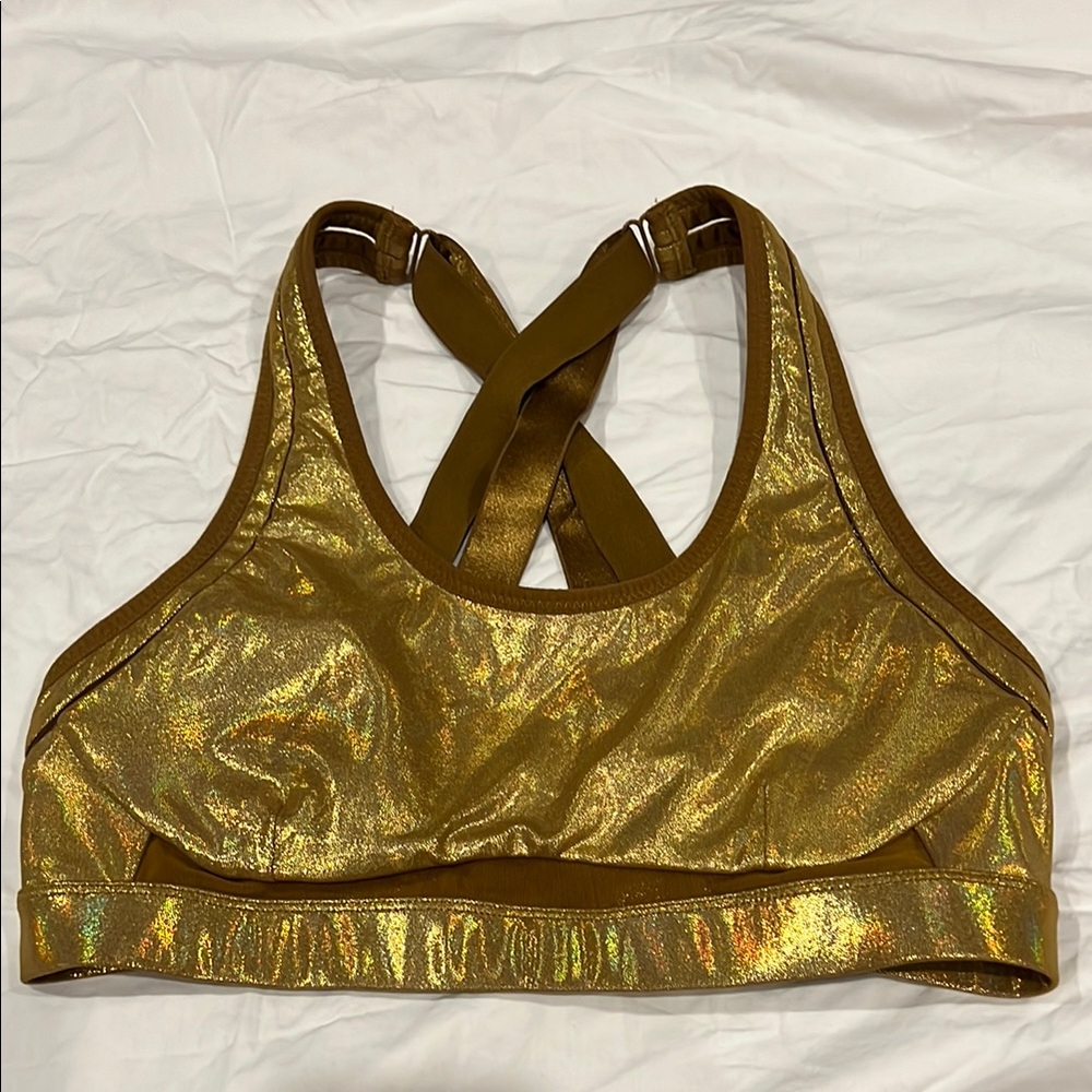 Fabletics Shimmering Gold Sports Bra